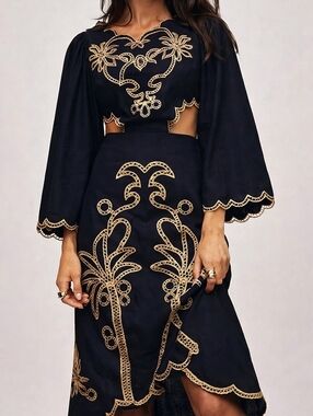 Farm Rio X Embroidered Cutout Midi Dress Resort Statement- SOLD OUT On  Retail